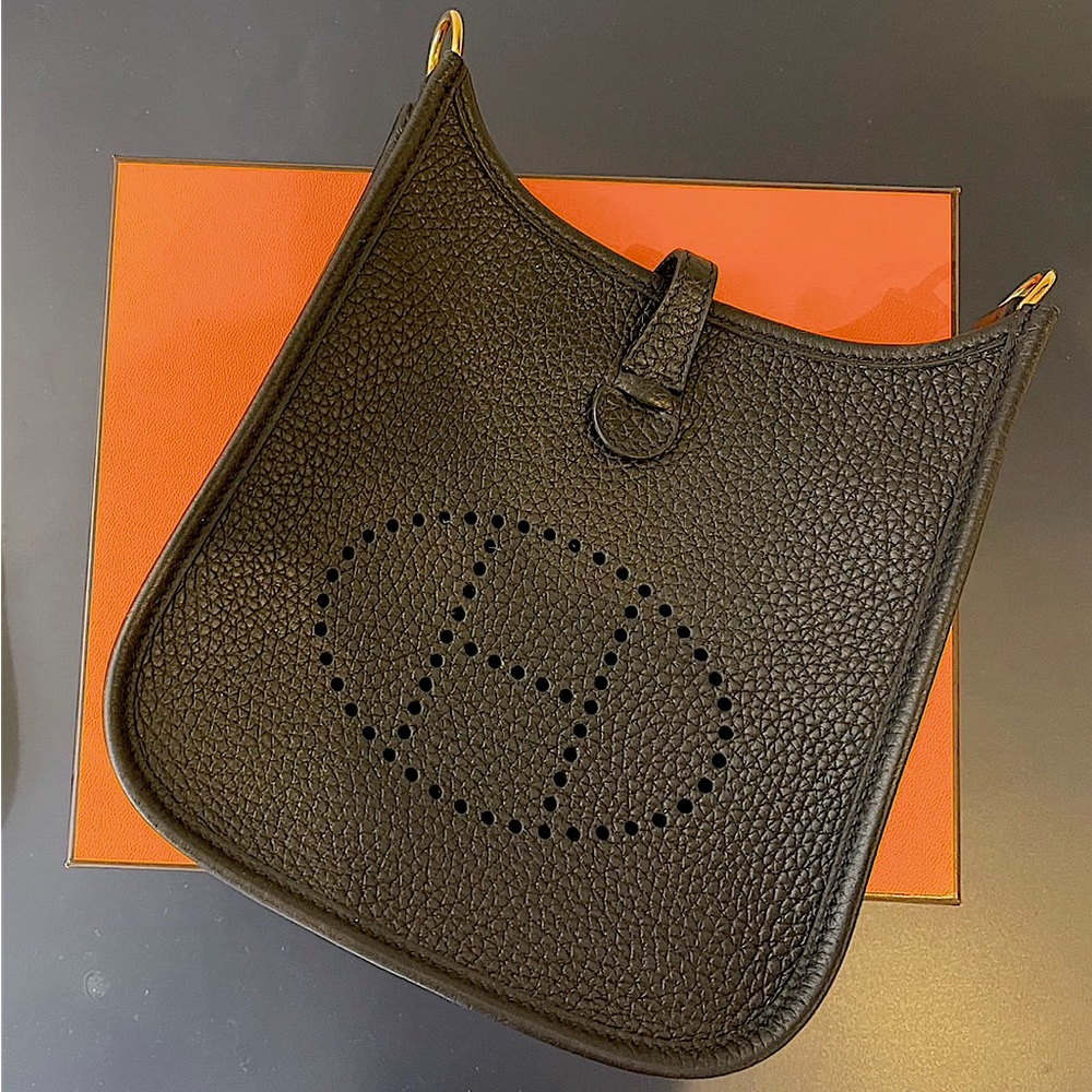 💯Authentic Hermes Mini Evelyn (BLACK w/Gold-ware)